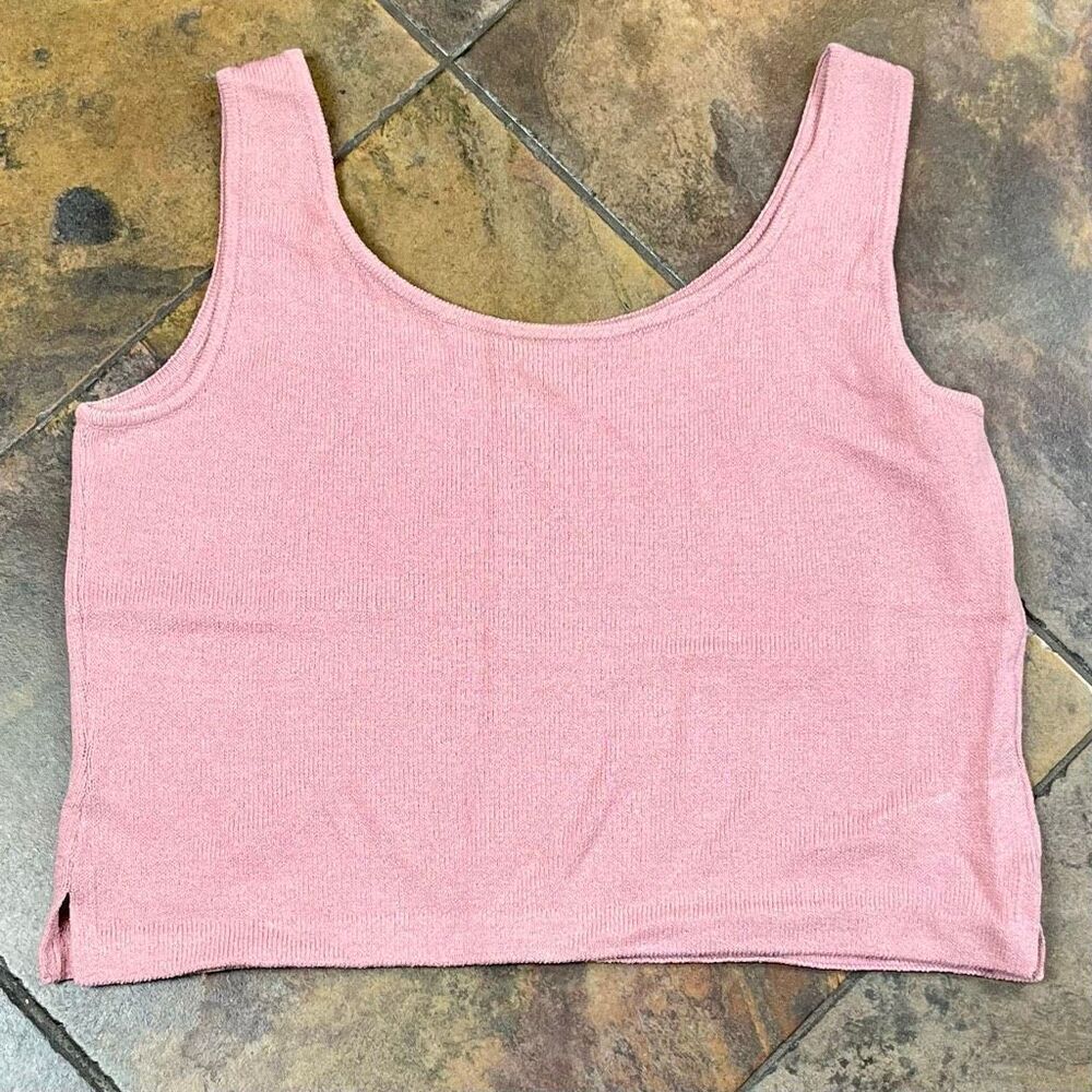 St. John Light Pink Ribbed Cropped Sleeveless Tank Top Medium - Picture 3 of 8